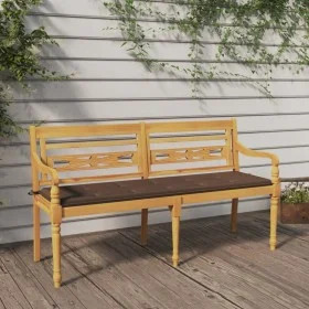 Batavia bench with taupe gray cushion solid teak wood 150 cm by vidaXL, garden benches - Ref: Foro24-3100834, Price: 248,18 €...