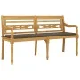 Batavia bench with taupe gray cushion solid teak wood 150 cm by vidaXL, garden benches - Ref: Foro24-3100834, Price: 248,18 €...