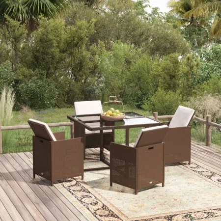 5-piece garden dining set with brown synthetic rattan cushions by vidaXL, Garden sets - Ref: Foro24-3095512, Price: 319,10 €,...