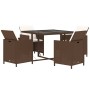 5-piece garden dining set with brown synthetic rattan cushions by vidaXL, Garden sets - Ref: Foro24-3095512, Price: 323,82 €,...
