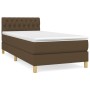 Cama box spring con colchón tela marrón oscuro 90x190 cm en Camas y somieres | Comprar online en Foro24