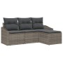 Conjunto de sofá de jardín 4 pcs Gris Poliratán