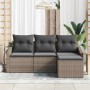 Conjunto de sofá de jardín 4 pcs Gris Poliratán