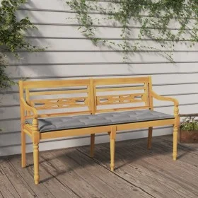Batavia bank with solid teak wood gray cushion 150 cm by vidaXL, garden benches - Ref: Foro24-3100842, Price: 246,19 €, Disco...