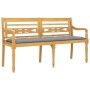 Batavia Bank mit Kissen grau massivem Teakholz 150 cm von vidaXL, Gartenbänke - Ref: Foro24-3100842, Preis: 249,68 €, Rabatt: %