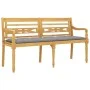 Batavia Bank mit Kissen grau massivem Teakholz 150 cm von vidaXL, Gartenbänke - Ref: Foro24-3100842, Preis: 245,58 €, Rabatt: %