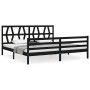 Bed frame with black solid wood headboard 200x200 cm by vidaXL, Beds and slatted bases - Ref: Foro24-3194400, Price: 174,07 €...