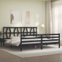 Bed frame with black solid wood headboard 200x200 cm by vidaXL, Beds and slatted bases - Ref: Foro24-3194400, Price: 174,07 €...