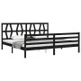 Bed frame with black solid wood headboard 200x200 cm by vidaXL, Beds and slatted bases - Ref: Foro24-3194400, Price: 174,07 €...