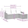 Conjunto de sofá de jardín 4 pcs Gris Poliratán