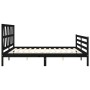Bed frame with black solid wood headboard 200x200 cm by vidaXL, Beds and slatted bases - Ref: Foro24-3194400, Price: 174,07 €...