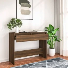 Engineered wood brown oak console table 100x35x76.5 cm by vidaXL, Side tables - Ref: Foro24-813037, Price: 58,83 €, Discount: %