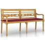 Batavia bench with solid teak wood wine red cushion 150 cm by vidaXL, garden benches - Ref: Foro24-3100835, Price: 247,52 €, ...