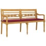 Batavia bench with solid teak wood wine red cushion 150 cm by vidaXL, garden benches - Ref: Foro24-3100835, Price: 247,52 €, ...