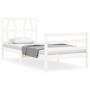 White solid wood bed frame with headboard 90x200 cm by vidaXL, Beds and slatted bases - Ref: Foro24-3194362, Price: 97,37 €, ...