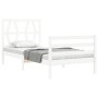 Weißer Massivholzbettrahmen mit Kopfteil 90x200 cm von vidaXL, Betten und Lattenroste - Ref: Foro24-3194362, Preis: 97,37 €, ...
