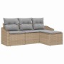 Conjunto de sofá de jardín 4 pcs Beige Poliratán