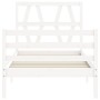 Weißer Massivholzbettrahmen mit Kopfteil 90x200 cm von vidaXL, Betten und Lattenroste - Ref: Foro24-3194362, Preis: 97,37 €, ...