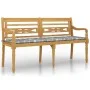Batavia bank with gray checkered pattern cushion teak wood 150cm by vidaXL, garden benches - Ref: Foro24-3100840, Price: 249,...