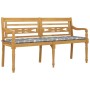 Batavia Bank mit grauem Schachbrettmuster Kissen Teakholz 150cm von vidaXL, Gartenbänke - Ref: Foro24-3100840, Preis: 253,29 ...