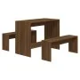 3-teiliges Esszimmerset aus braunem Eichenholzwerkstoff von vidaXL, Möbelsets für Küchen und Esszimmer - Ref: Foro24-812971, ...