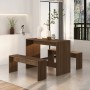 3-teiliges Esszimmerset aus braunem Eichenholzwerkstoff von vidaXL, Möbelsets für Küchen und Esszimmer - Ref: Foro24-812971, ...