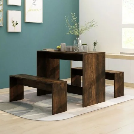 3-piece dining set made of smoked oak engineered wood by vidaXL, Furniture sets for kitchens and dining rooms - Ref: Foro24-8...
