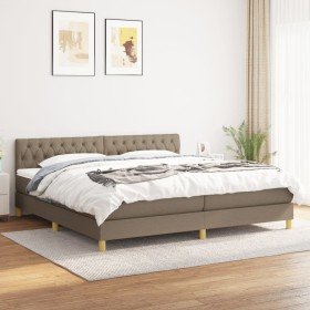 Cama box spring con colchón tela gris taupe 200x200 cm en Camas y somieres | Comprar online en Foro24