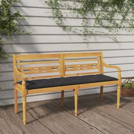 Batavia bench with anthracite cushion solid teak wood 150 cm by vidaXL, garden benches - Ref: Foro24-3100841, Price: 241,93 €...