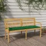 Banco Batavia con cojín verde madera maciza de teca 150 cm de vidaXL, Bancos de jardín - Ref: Foro24-3100846, Precio: 244,71 ...