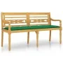 Banco Batavia con cojín verde madera maciza de teca 150 cm de vidaXL, Bancos de jardín - Ref: Foro24-3100846, Precio: 244,71 ...
