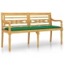 Batavia Bank mit grünem Kissen aus massivem Teakholz 150 cm von vidaXL, Gartenbänke - Ref: Foro24-3100846, Preis: 249,08 €, R...
