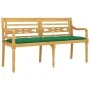 Banco Batavia con cojín verde madera maciza de teca 150 cm de vidaXL, Bancos de jardín - Ref: Foro24-3100846, Precio: 244,71 ...