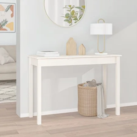 Solid white pine wood console table 110x40x75 cm by vidaXL, Side tables - Ref: Foro24-814240, Price: 74,19 €, Discount: %