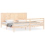 Bed frame with solid wood headboard 200x200 cm by vidaXL, Beds and slatted bases - Ref: Foro24-3194526, Price: 171,19 €, Disc...