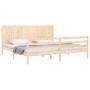 Bed frame with solid wood headboard 200x200 cm by vidaXL, Beds and slatted bases - Ref: Foro24-3194526, Price: 171,19 €, Disc...