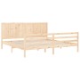 Bed frame with solid wood headboard 200x200 cm by vidaXL, Beds and slatted bases - Ref: Foro24-3194526, Price: 171,19 €, Disc...