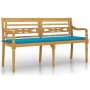 Batavia Bank mit blauem Kissen aus massivem Teakholz 150 cm von vidaXL, Gartenbänke - Ref: Foro24-3100830, Preis: 242,30 €, R...