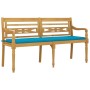 Batavia Bank mit blauem Kissen aus massivem Teakholz 150 cm von vidaXL, Gartenbänke - Ref: Foro24-3100830, Preis: 242,30 €, R...