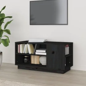 Massiver TV-Schrank aus schwarzem Kiefernholz, 80 x 35 x 40,5 cm von vidaXL, TV-Möbel - Ref: Foro24-814408, Preis: 51,95 €, R...