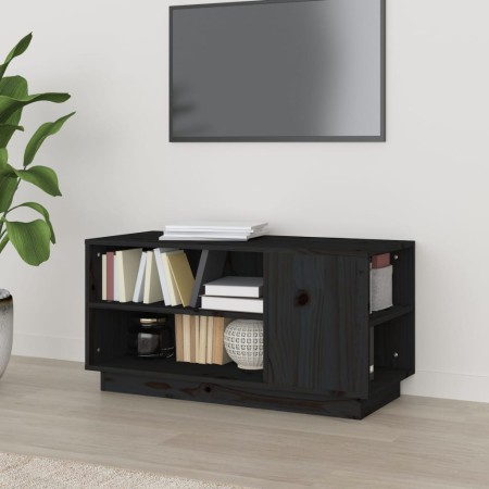 Massiver TV-Schrank aus schwarzem Kiefernholz, 80 x 35 x 40,5 cm von vidaXL, TV-Möbel - Ref: Foro24-814408, Preis: 51,95 €, R...