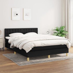 Cama box spring con colchón tela negro 140x200 cm en Camas y somieres | Comprar online en Foro24