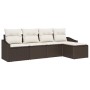 Conjunto de sofá de jardín 5 pcs Marrón Poliratán