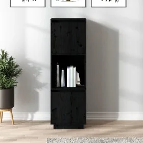 Tall solid black pine wood sideboard 38x35x117 cm by vidaXL, Sideboards - Ref: Foro24-814363, Price: 68,85 €, Discount: %