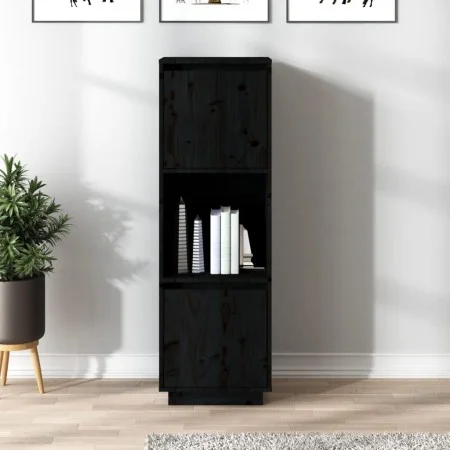 Schwarzes hohes Sideboard aus massiver Kiefer 38x35x117 cm von vidaXL, Sideboards - Ref: Foro24-814363, Preis: 69,65 €, Rabat...