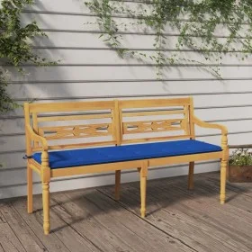 Batavia bench with royal blue cushion solid teak wood 150 cm by vidaXL, garden benches - Ref: Foro24-3100836, Price: 244,30 €...