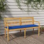 Batavia Bank mit königsblauem Kissen aus massivem Teakholz 150 cm von vidaXL, Gartenbänke - Ref: Foro24-3100836, Preis: 248,1...