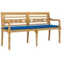 Batavia Bank mit königsblauem Kissen aus massivem Teakholz 150 cm von vidaXL, Gartenbänke - Ref: Foro24-3100836, Preis: 248,1...
