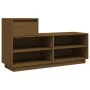 Solid pine wood shoe cabinet in honey brown color, 110x34x61 cm by vidaXL, Shoe racks and shoe organizers - Ref: Foro24-81445...