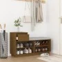 Solid pine wood shoe cabinet in honey brown color, 110x34x61 cm by vidaXL, Shoe racks and shoe organizers - Ref: Foro24-81445...